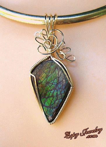 Ammolite Pendant / Slide - PND-0473