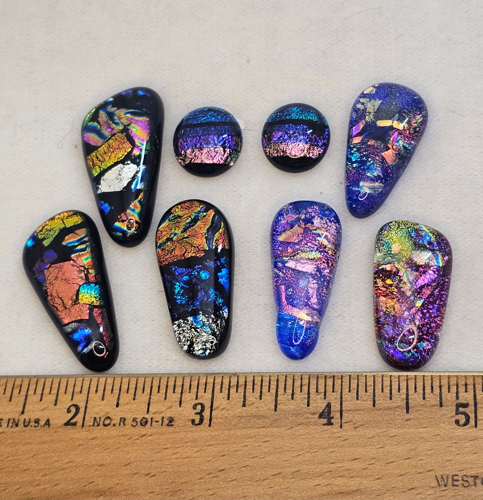 Assorted Dichroic Glass Cabs - Drops #23