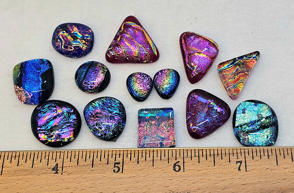 Assorted Dichroic Glass Cabs - Little Gems #20