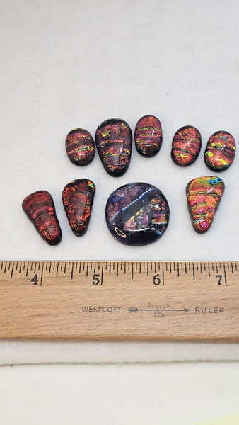 Assorted Dichroic Glass Cabs - Rusts #18