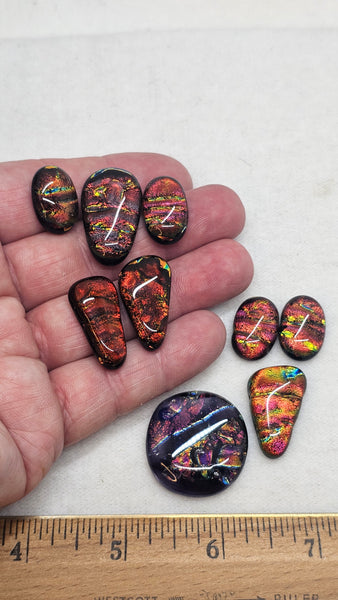 Assorted Dichroic Glass Cabs - Rusts #18