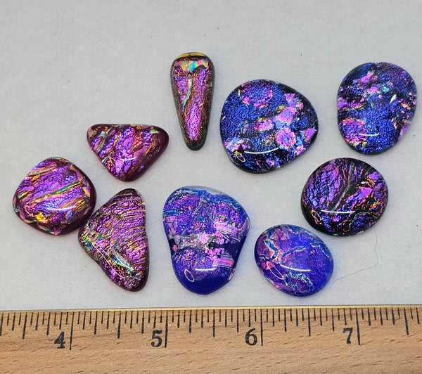 Assorted Dichroic Glass Cabs - Purples/Reds #17