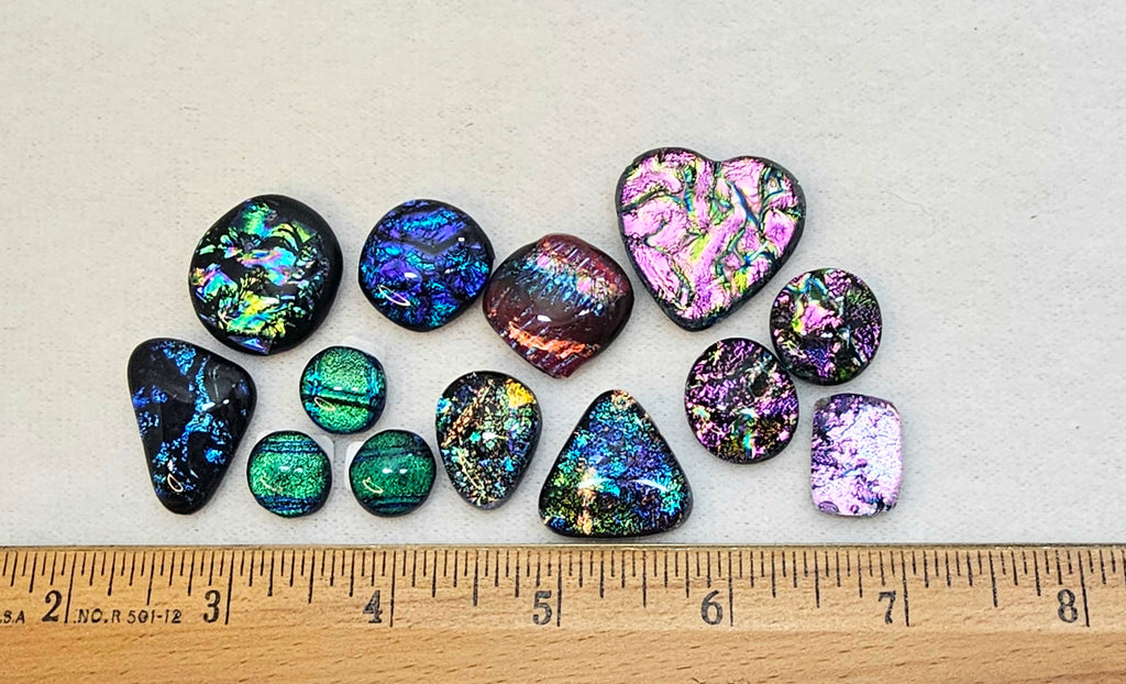 Assorted Dichroic Glass Cabs - Baker's Dozen #15