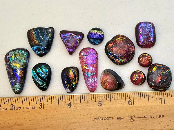 Assorted Dichroic Glass Cabs - Baker's Dozen #14