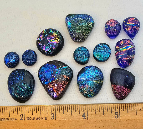 Assorted Dichroic Glass Cabs - Baker's Dozen #13