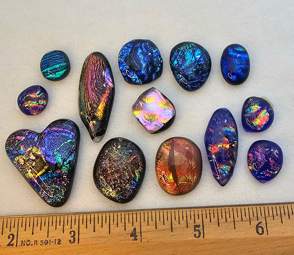 Assorted Dichroic Glass Cabs - Baker's Dozen #11