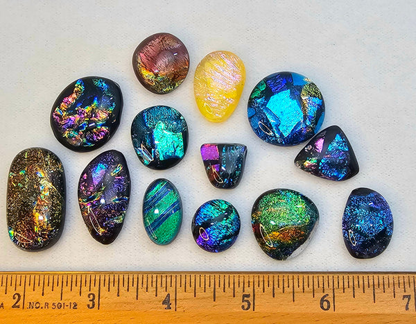 Assorted Dichroic Glass Cabs - Baker's Dozen #10