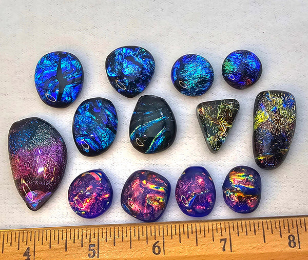 Assorted Dichroic Glass Cabs - Baker's Dozen #9