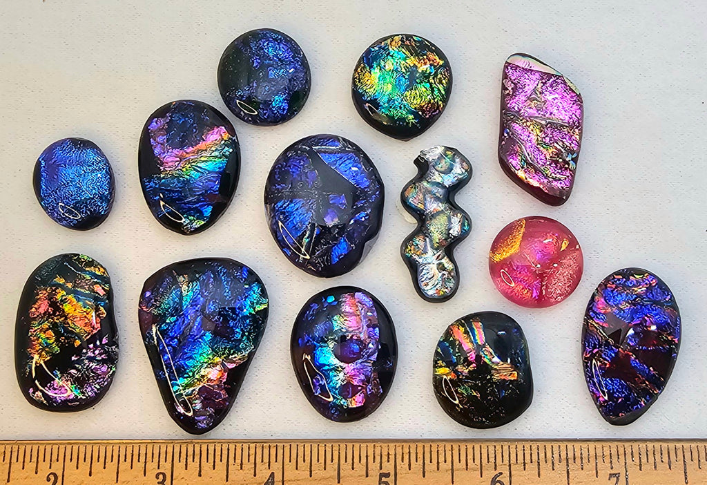 Assorted Dichroic Glass Cabs - Baker's Dozen #7