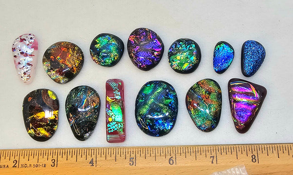 Assorted Dichroic Glass Cabs - Baker's Dozen #6