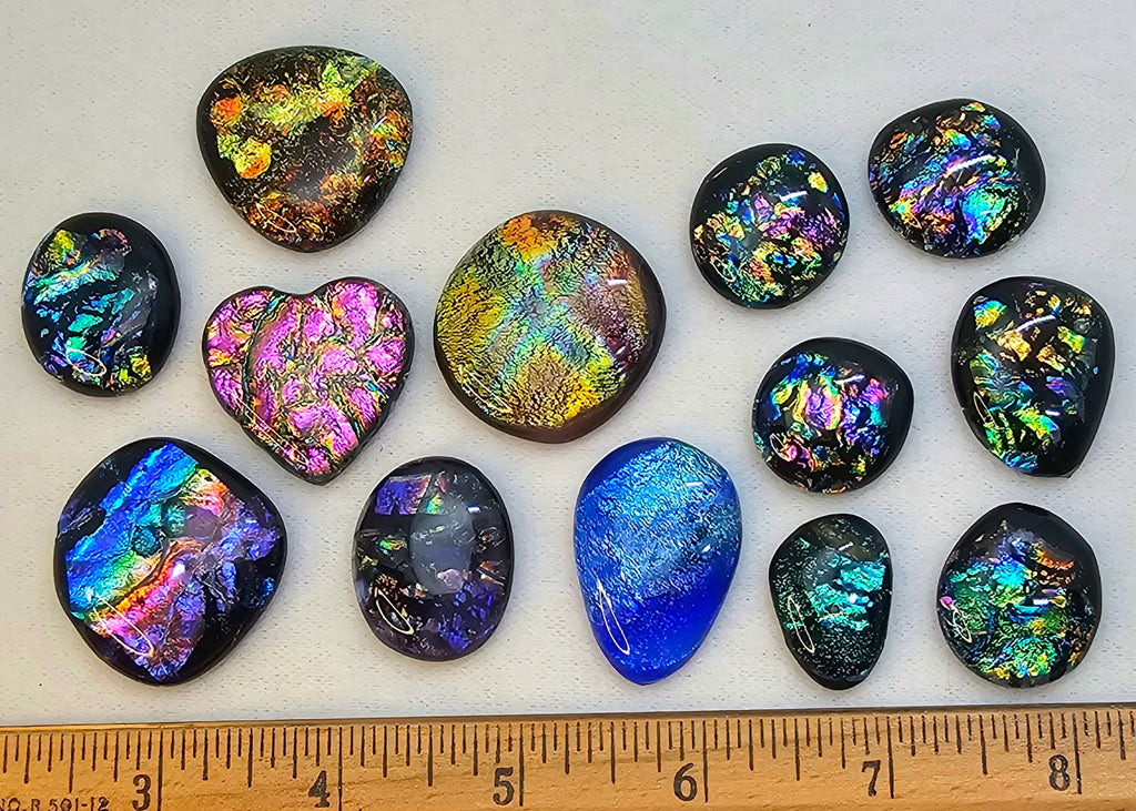 Assorted Dichroic Glass Cabs - Baker's Dozen #5