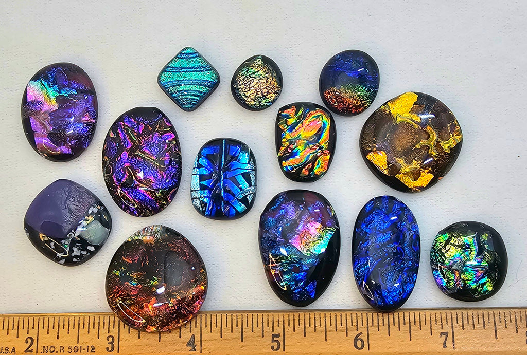 Assorted Dichroic Glass Cabs - Baker's Dozen #4