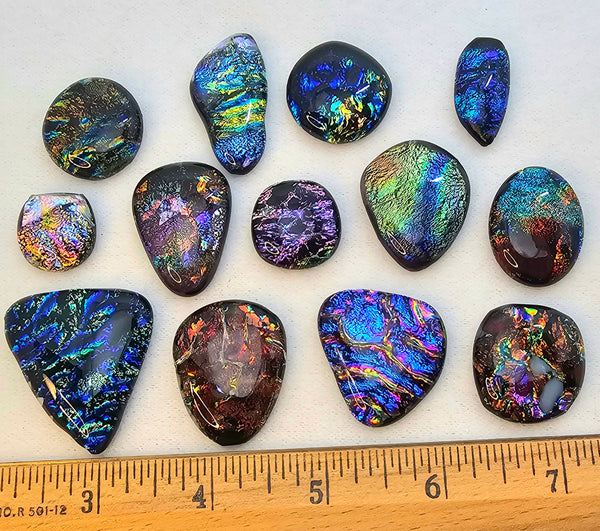 Assorted Dichroic Glass Cabs - Baker's Dozen #3