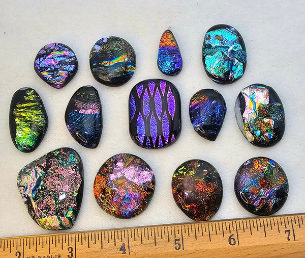 Assorted Dichroic Glass Cabs - Baker's Dozen #2