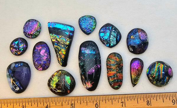 Assorted Dichroic Glass Cabs - Baker's Dozen #1