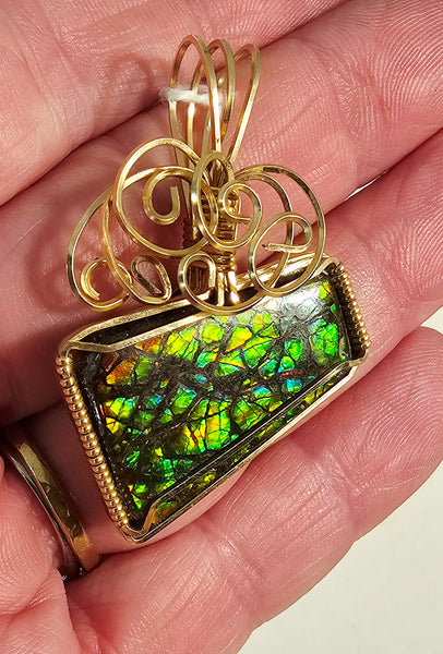 Ammolite Pendant / Slide - PND-0407