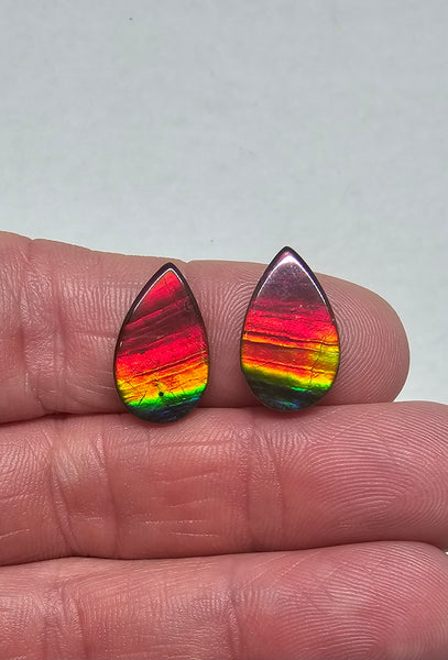 Ammolite Spinel Capped Triplet PAIR - #722